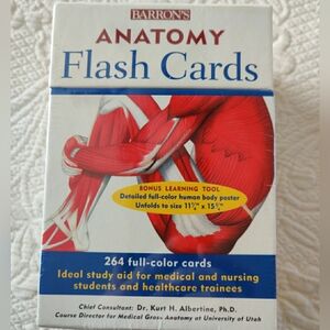 Barron's Anatomy 264 Full Color Flash Cards w Human Body Poster Aid For Medical